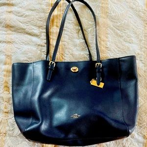 NOT AVAILABLE! Large COACH Pebble Leather Tote Bag; Navy, Gr8 for work/weekend!